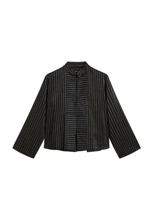 Massimo Dutti STRIPED STAND COLLAR WITH BIB DETAIL - Hemdbluse - black