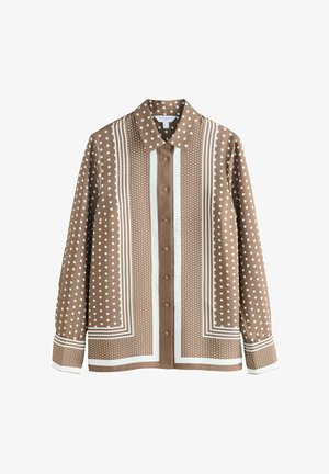 Next, REGULAR FIT - LONG SLEEVE SHIRT . - Paitapusero - chocolate brown polka dot scarf print