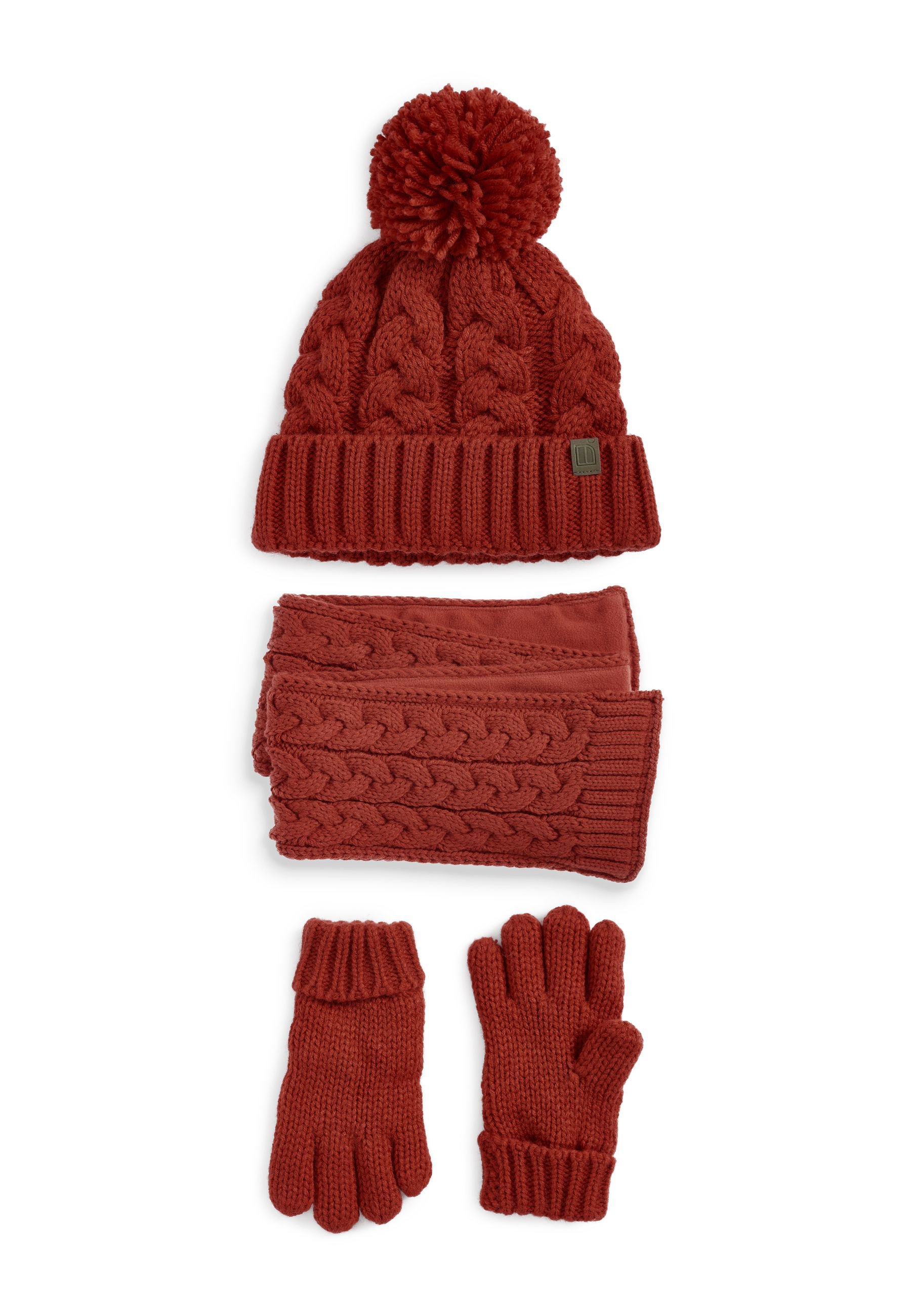 red hat gloves and scarf set