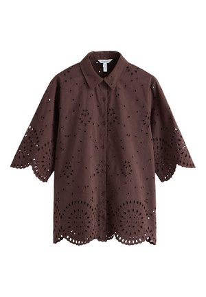 Next, REGULAR FIT - BRODERIE 3/4 SLEEVE SHIRT . - Hemdbluse - chocolate brown