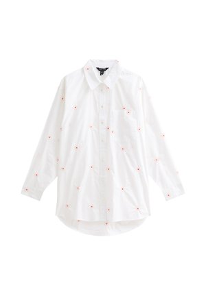 New Look DAISY EMBROIDERED LONG SLEEVE - Button-down blouse - white pattern