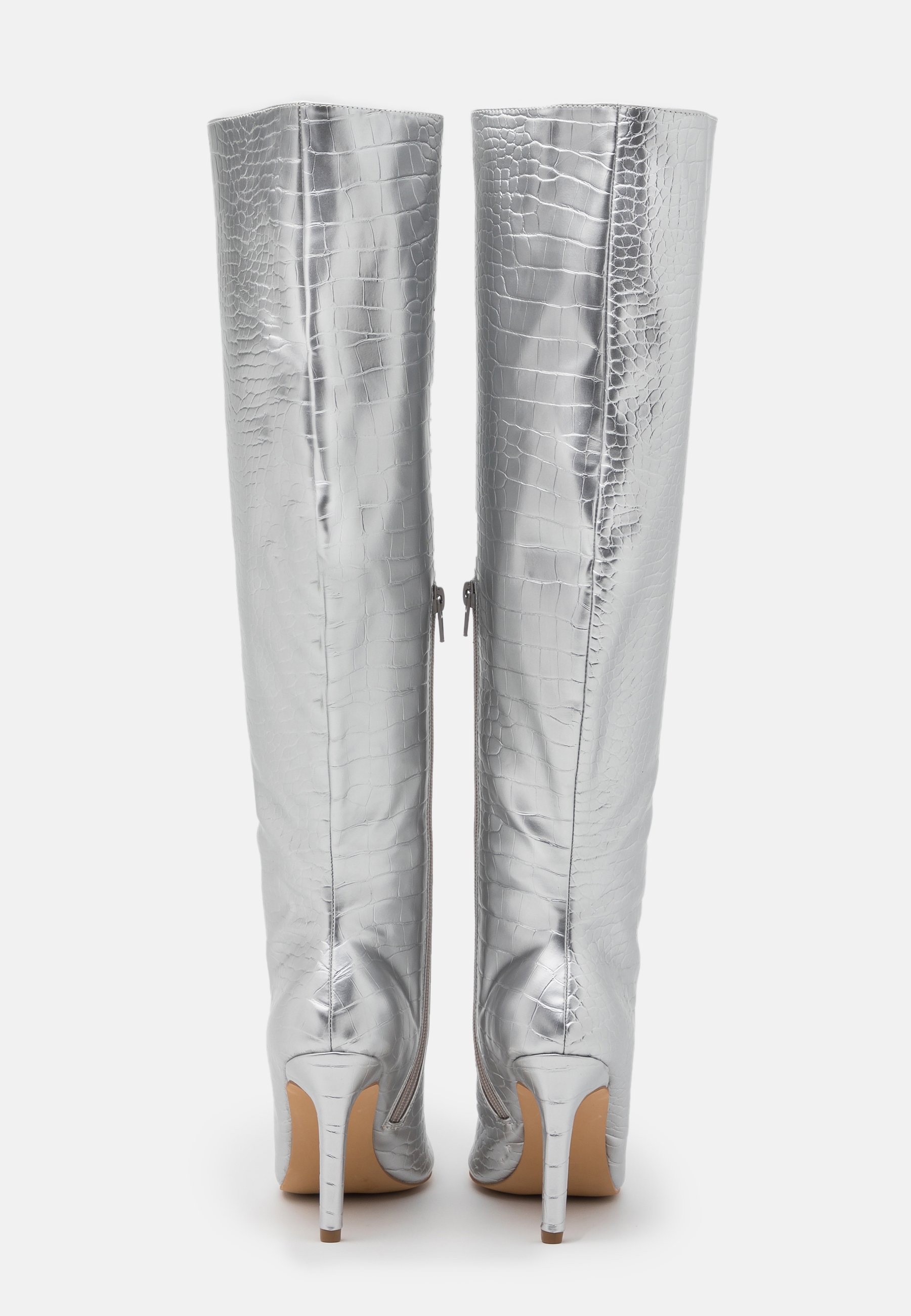 silver knee boots