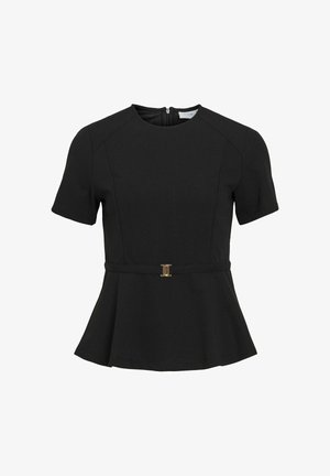 VILA, SHORT SLEEVED TOP VICLASA PEPLUM - Blouse - black