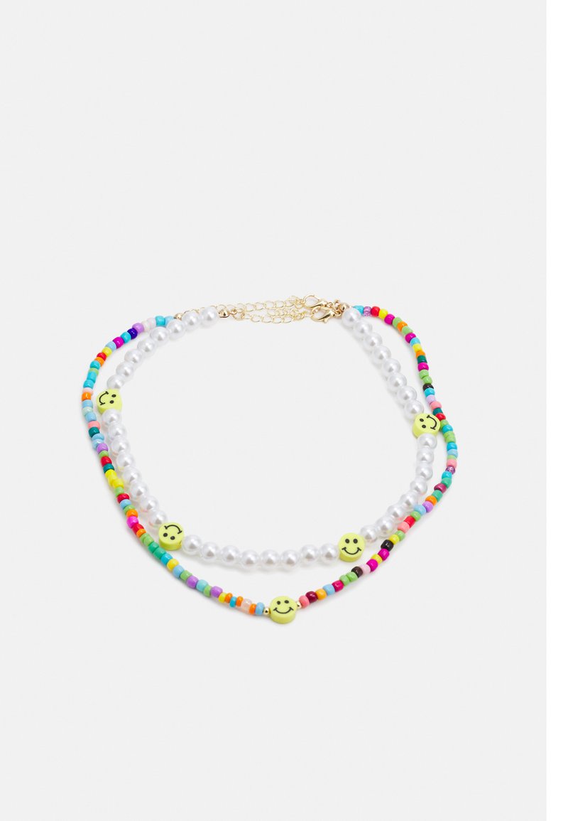Only & Sons - ONSCLARK PEARL FESTIVAL NECKLACES HAPPY FACE UNISEX 2 PACK - Grandinėlė - multi-coloured/white, Padidinti