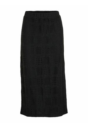 VILA GEMUSTERTER MIDI - Pencil skirt - schwarz