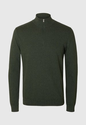 Selected Homme SLHBERG HALF ZIP  - Stickad tröja - forest nightdetail twist