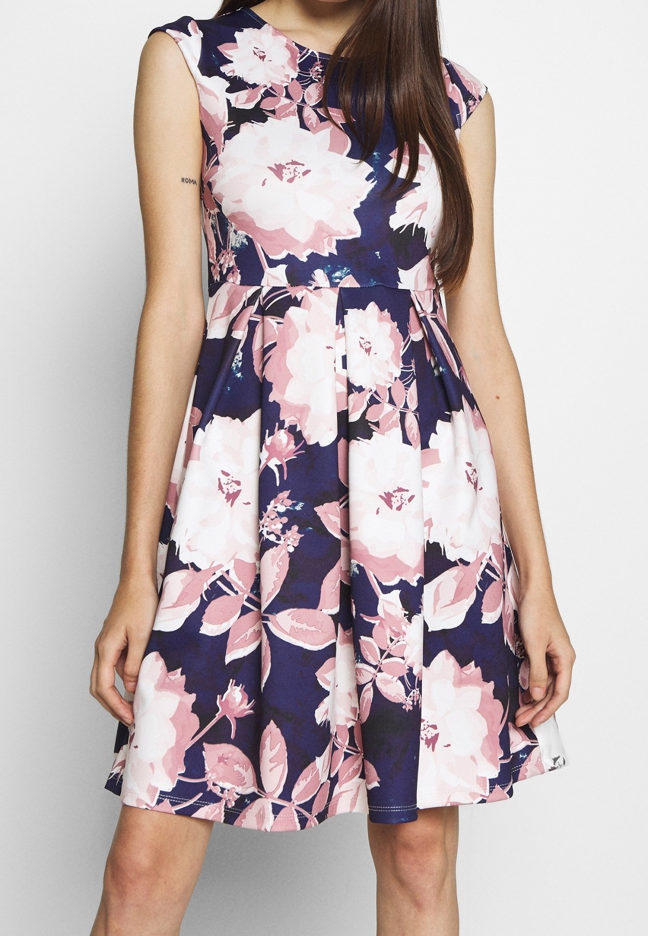 chi chi london blue floral dress Chi Chi London Ruffle Floral Print Midi Dress in Blue
