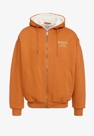 Karl Kani CHEST RETRO FULL ZIP HOODIE - Sweatjacke - cognac