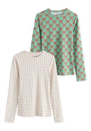 Next REGULAR FIT - 2 PACK CHRISTMAS BOW MULTI LONG SLEEVE RIB TOP  . - Langærmet T-shirt - green ecru