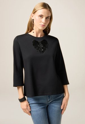 CON PATCH IN PAILLETTES - Maglietta a manica lunga - nero