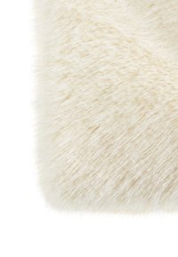 Faux fur fabric in a creamy white color, featuring a soft, textured surface with fine, uneven strands for added depth and dimension.