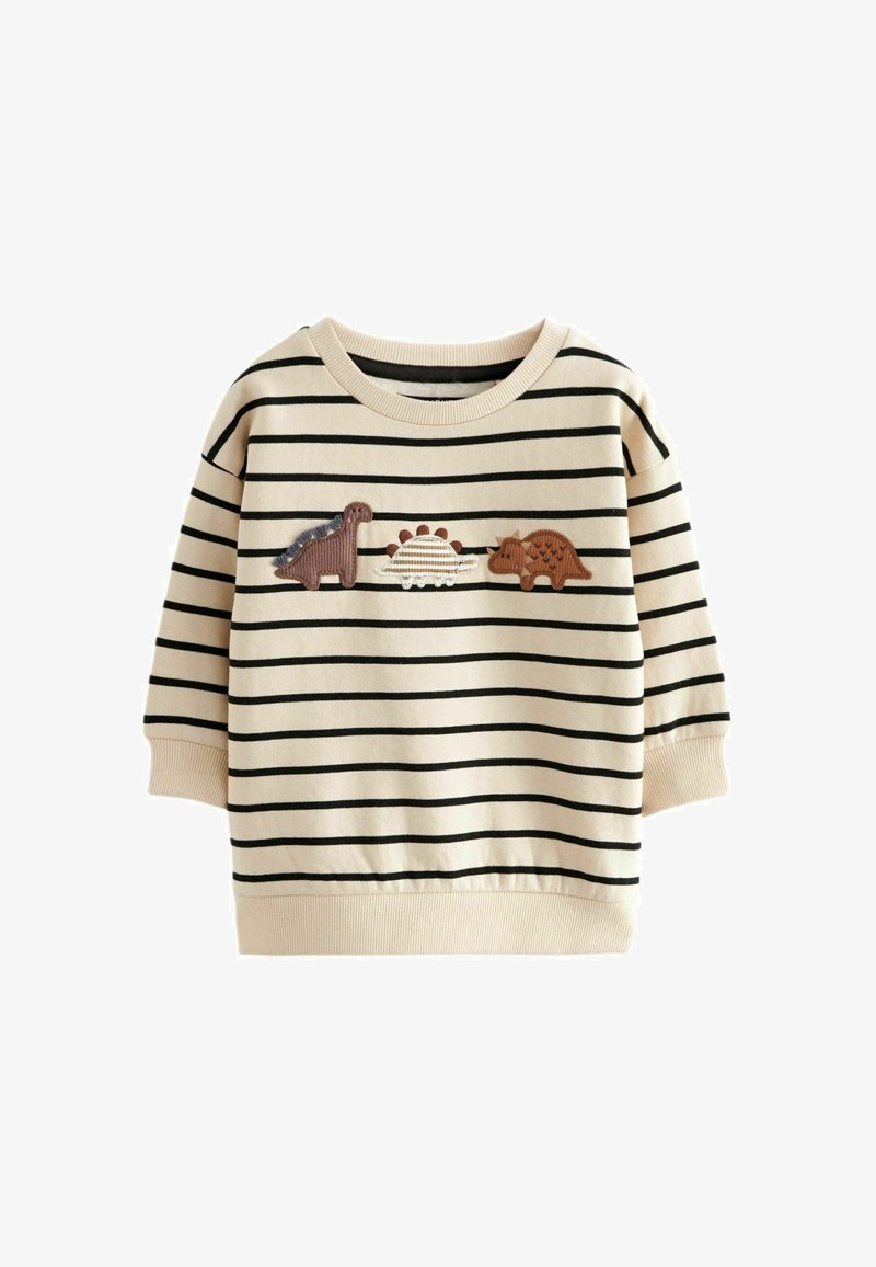 Next EMBROIDERED CREW NECK - REGULAR FIT - Sweater - ecru cream stripe dinosaur