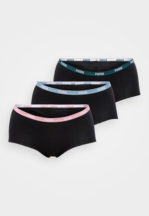 Μαύρο βαμβακερό μποξεράκι με αντιθετικούς ιμάντες στη μέση σε ροζ, μπλε και πράσινο χρώμα, με το λογότυπο της PUMA κατά μήκος του ελαστικού ιμάντα.