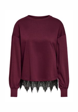 ONLY, ONLBROOK L/S O-NECK W. LACE JRS - Sweatshirt - port royale detail black lace