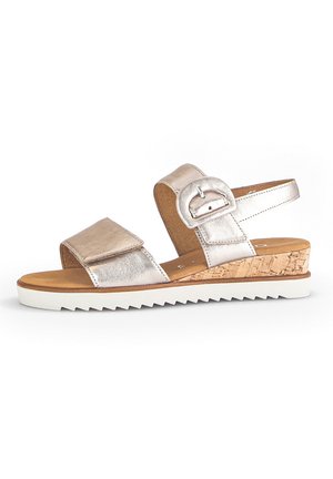 Sandalen met sleehak - puder kork creme