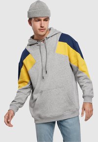 Urban Classics OVERSIZE 3-TONE HOODY - Mikina s kapucňou - grey/honey/darkblue