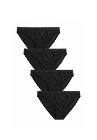 Slip in cotone nero, caratterizzati da un design a vita media, fascia morbida con un logo discreto e texture liscia, presentati in un set di quattro.