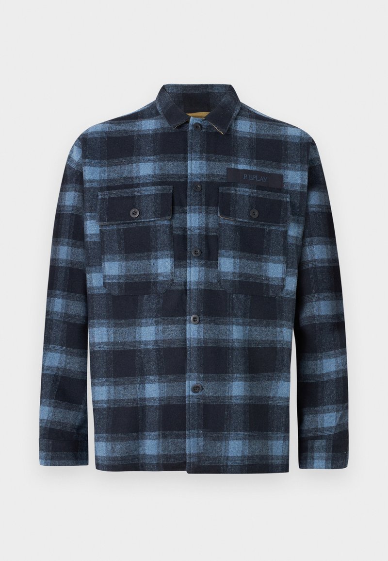 Replay CHECKED SHACKET - Shirt - navy/blue/light-blue denim - Zalando.co.uk