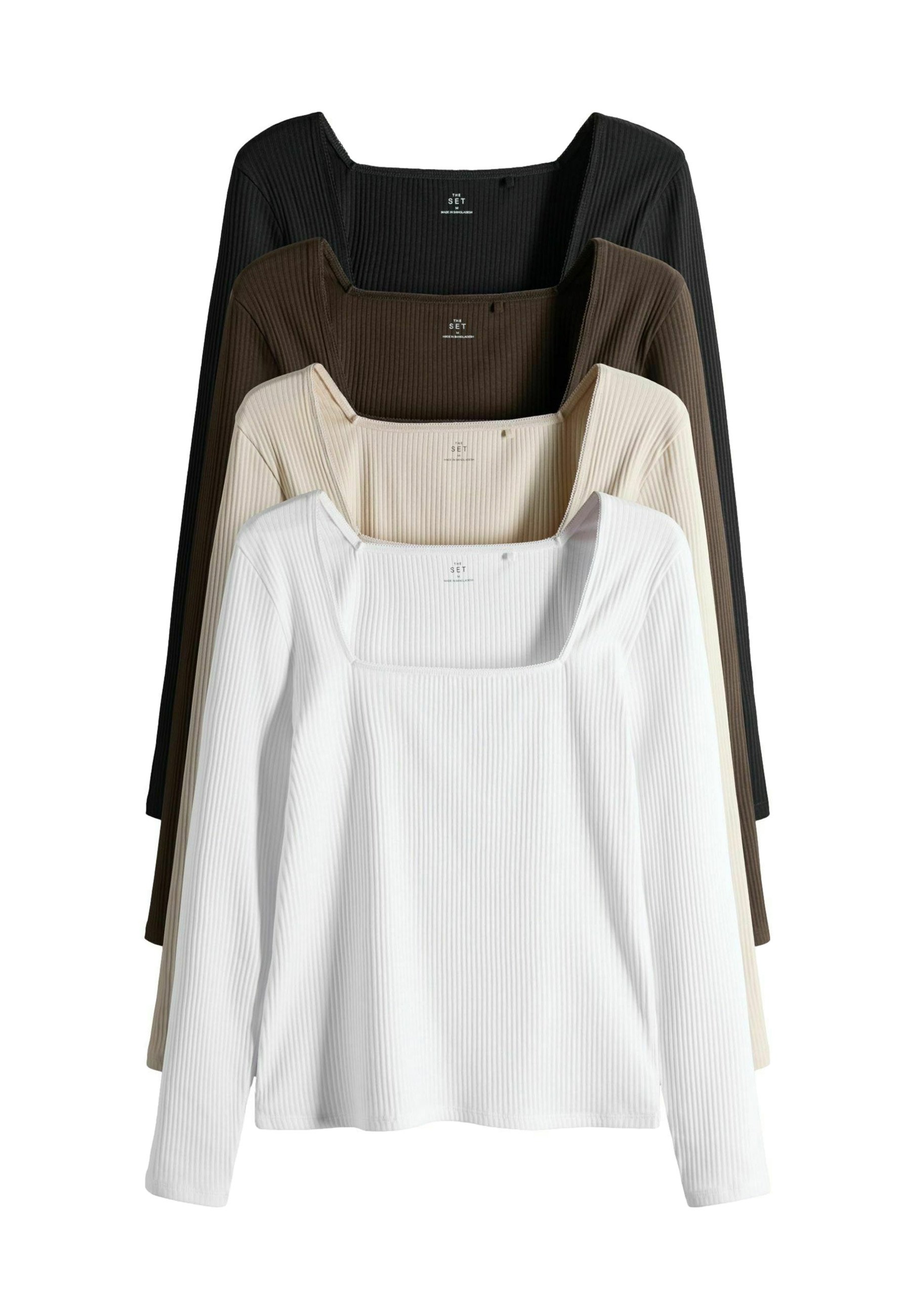Miss Selfridge - Top a maniche lunghe nero con scollo squadrato