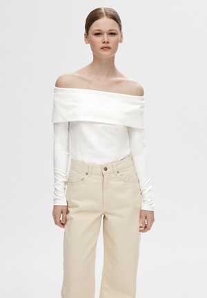 Selected Femme SLFEFFIE OFF SHOULDER - Bluză cu mânecă lungă - snow white