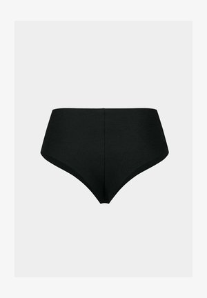 Zwarte high-waisted onderbroek gemaakt van rekbare stof, met een zachte textuur en een strak design zonder zichtbare naden.