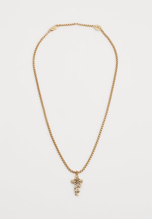 Ed Hardy CROSS & ROSE THORN CUSTOM CAST CRUCIFIX CHAIN NECKLACE UNISEX - Halskæder - gold-coloured