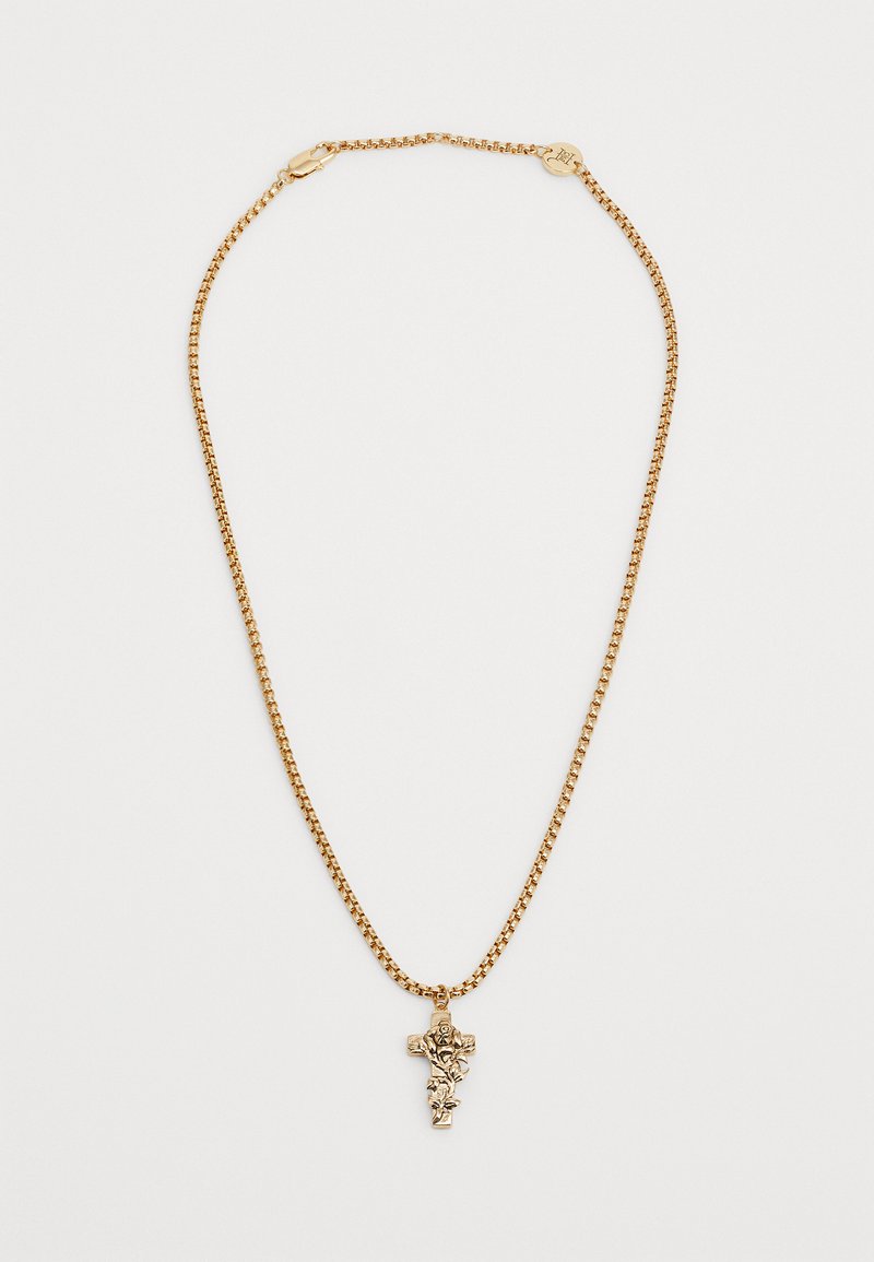 Ed Hardy CROSS & ROSE THORN CUSTOM CAST CRUCIFIX CHAIN NECKLACE UNISEX - Colar - gold-coloured