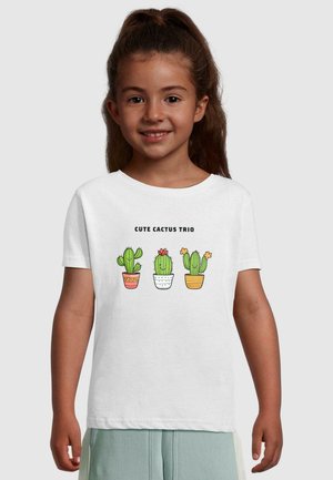 CUTE CACTUS TRIO  - Print T-shirt - white
