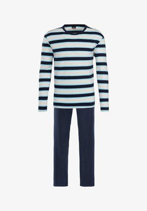 H.I.S SET - Pyjama - navy beige navy hellblau gestreift