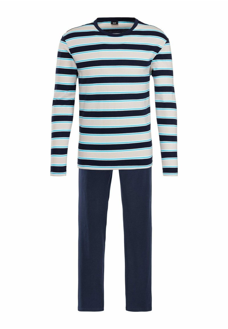 H.I.S SET - Pyjama - navy beige navy hellblau gestreift/blauw - Zalando.nl
