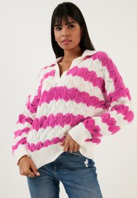 LELA Polosärk - ecru/fuchsia