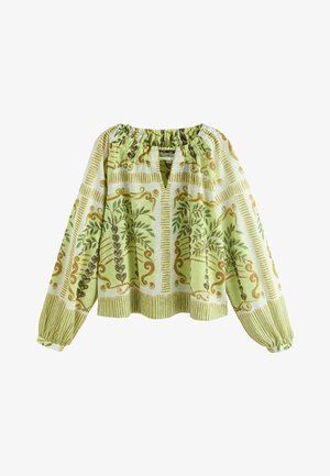Next, REGULAR FIT - LONG SLEEVE NOTCH NECK TOP . - Blúzka - lime green