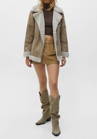 PULL&BEAR Imiteret læderjakke - dark grey