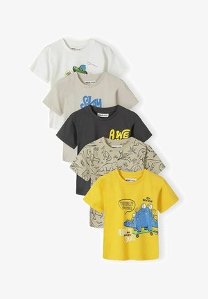 MINOTI, SHORT SLEEVE 5 PACK GRAPHIC PRINT - PRINT T-SHIRT - Tricou cu imprimeu - white beige yellow