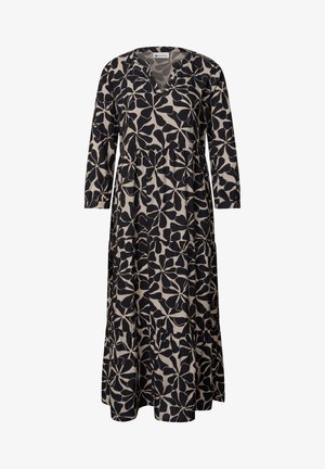 Street One, MIDI-KLEID MIT SPLIT NECK IM ETHNO-LOOK - Day dress - black