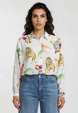 MILANO ITALY, OVERSIZED SHIRT BLOUSE, 1/1 SLEEVE - Hemdbluse - cream print