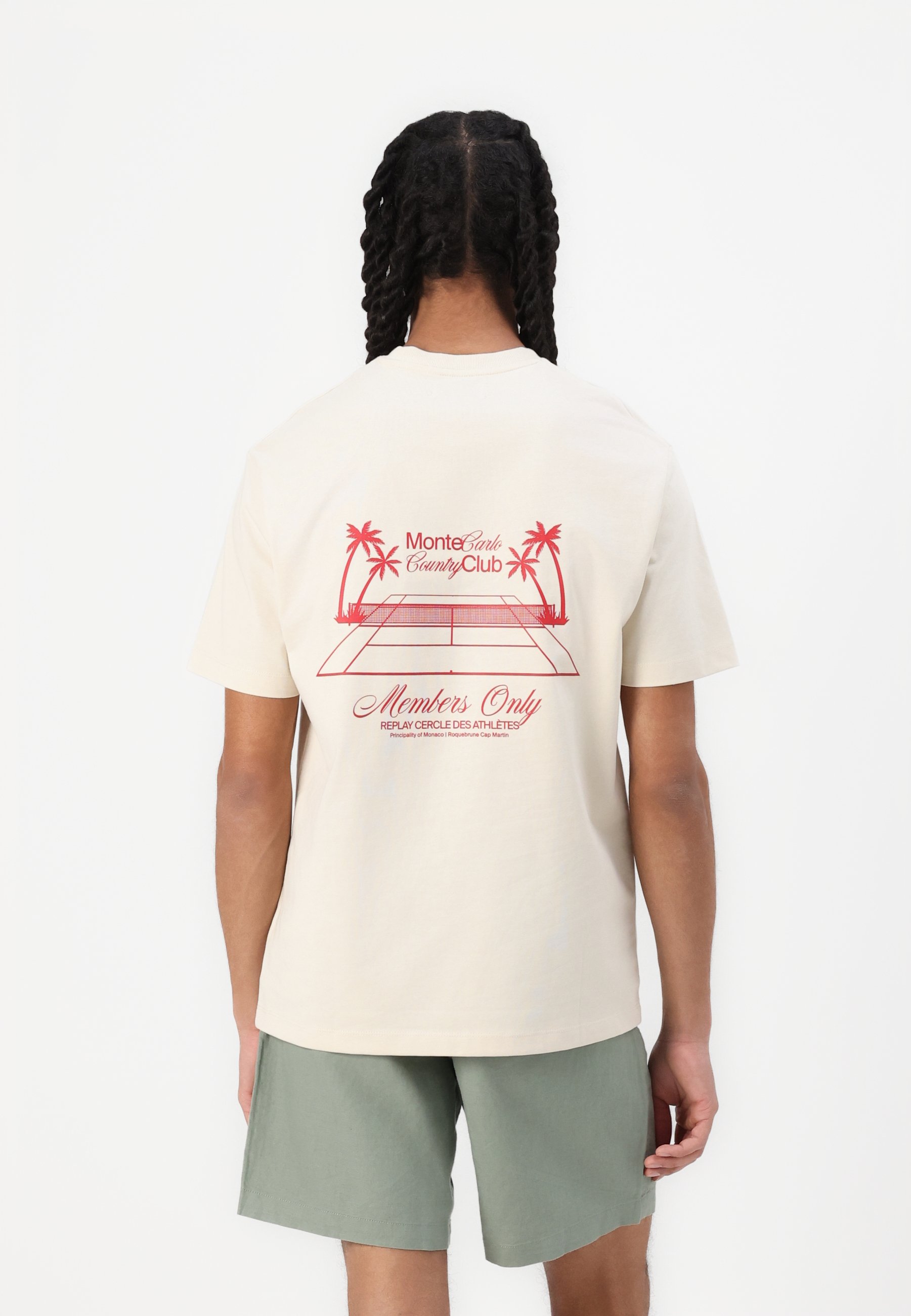売れ筋商品|||リプレイ Tシャツ レディース トップス MONTE CARLO TENNIS CLUB - Print T-shirt - cream Replay MONTE CARLO TENNIS CLUB - Print T-shirt - cream/beige