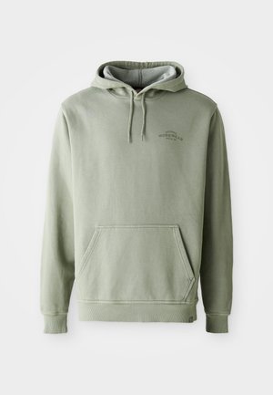 Lichtgroene hoodie van katoen. Voorzien van een kangoeroezak, trekkoordcapuchon en ribgebreide manchetten. Eenvoudig ontwerp met "workwear" tekstdetail.