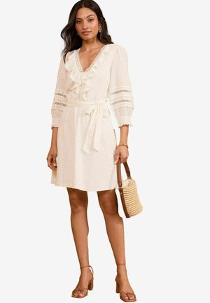 PETITE FIT - RUFFLE 3/4 SLEEVE - Day dress - ivory