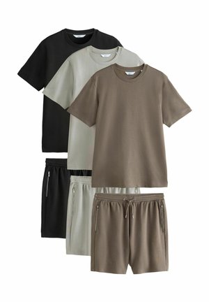 Next REGULAR FIT - SET 3 PACK - Treningo apatinė dalis - black/light grey/neutral stone