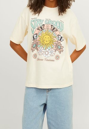 T-shirt med print - light yellow