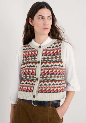 DAWSON PICK FAIRISLE - Bodywarmer - red - zig zag geo aran red sail