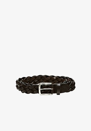 Massimo Dutti, BRAIDED NAPPA LEATHER BELT - Flechtgürtel - dark brown