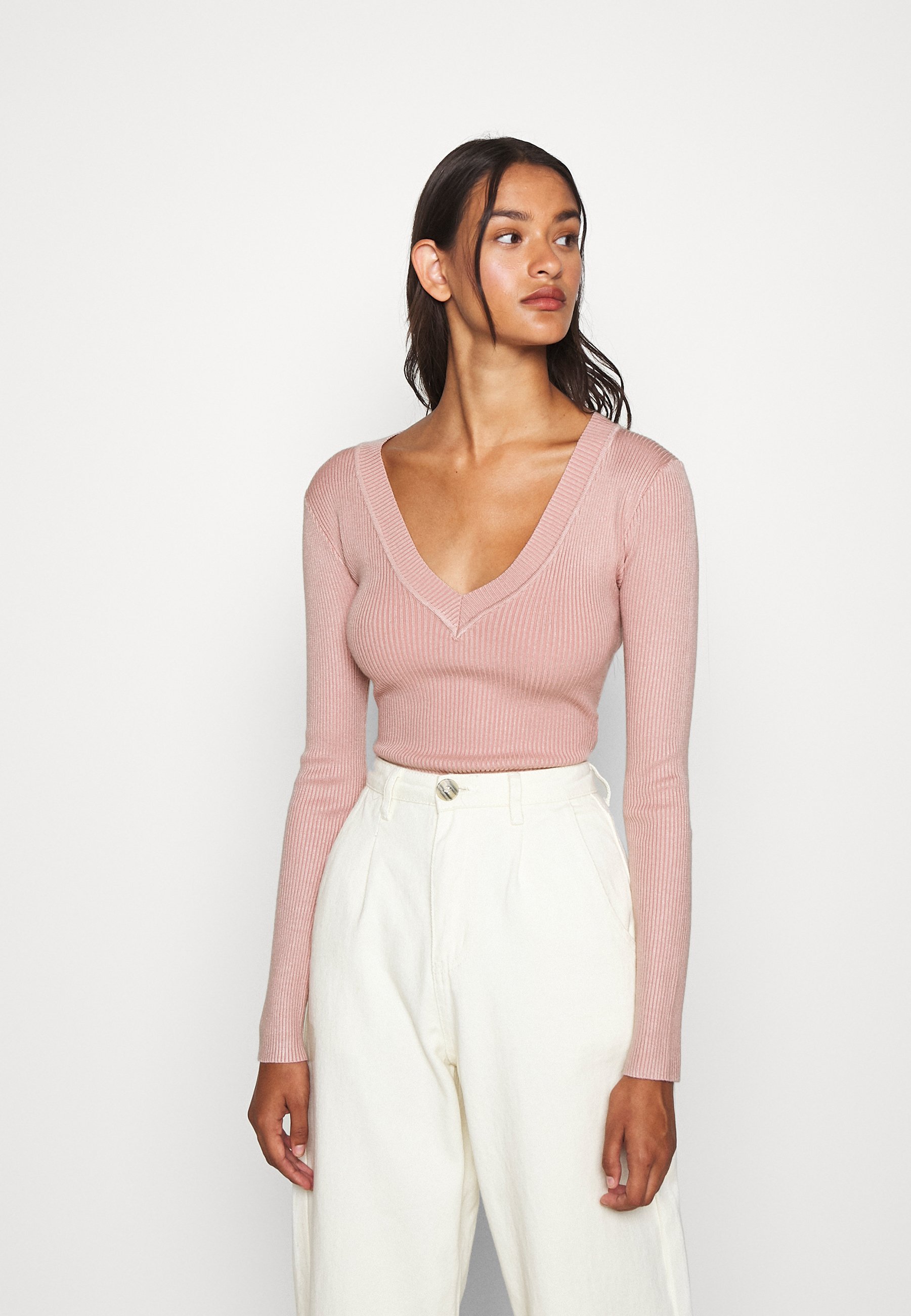 V NECK - Long sleeved top - pale pink 