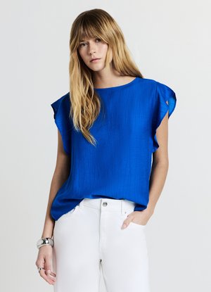 MANICHE CON ROUCHES - Camicetta - blu elettrico