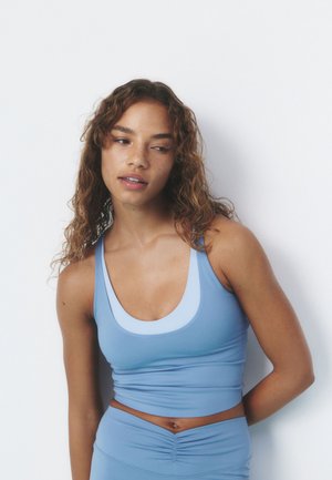 Self., REGULAR FIT - TWIST BACK CROP TOP  . - Top - blue