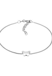 Bracciale in argento con una delicata catena. Presenta un charm a forma di farfalla centrale, un design elegante e una chiusura regolabile per adattarsi alla misura.