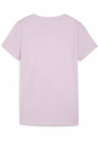 T-shirt z krótkim rękawem w jasnym lawendowym kolorze, wykonany z miękkiej bawełny, z okrągłym dekoltem i prostym, bezszwowym wzorem.