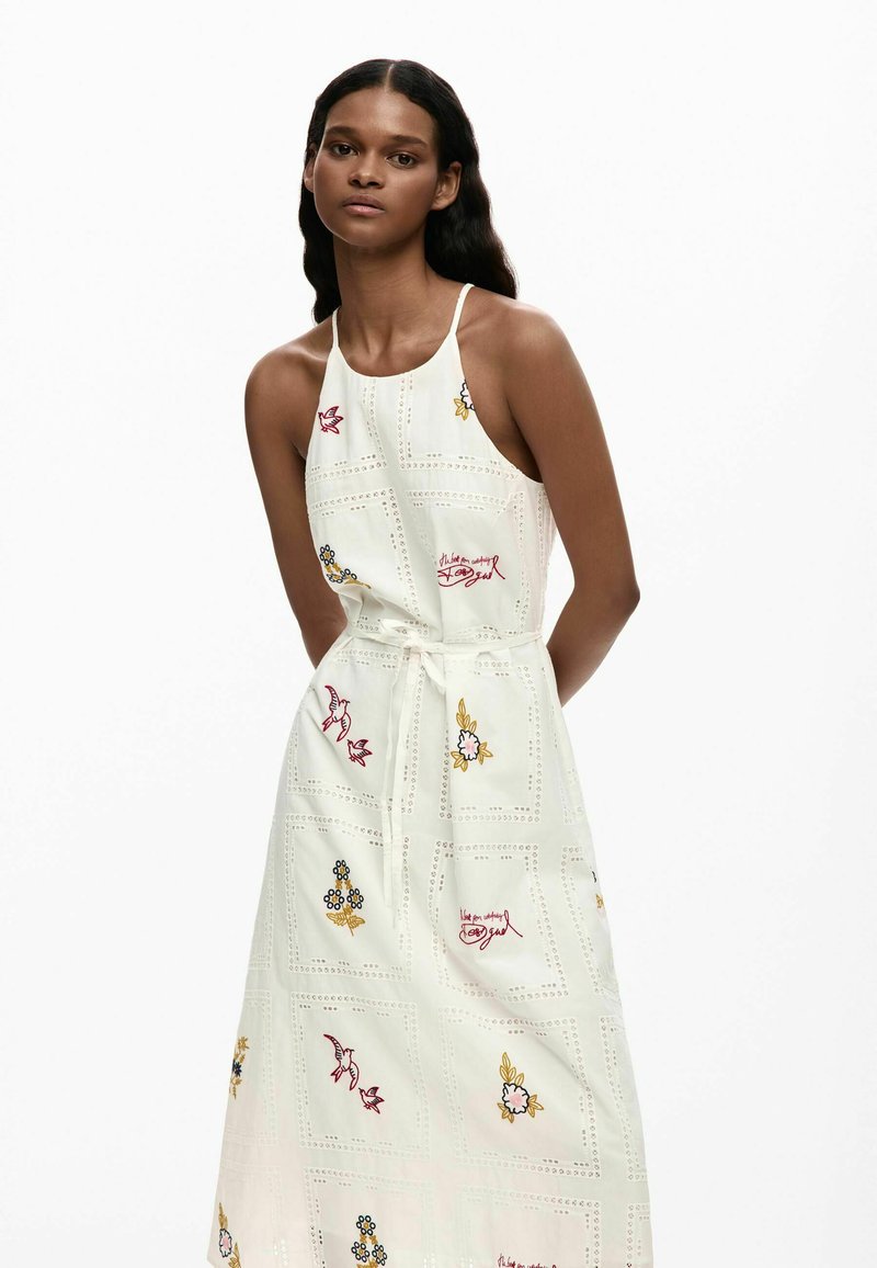 Desigual HALTER WITH EMBROIDERY - Jersey dress - white - Zalando.ie