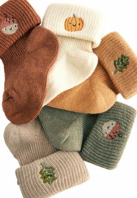 Next EMBROIDERED ROLL 5 PACK.  REGULAR FI - Ponožky - brown